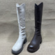 新款 断码 处理长筒靴女加绒冬季 粗跟显瘦高筒不过膝瘦瘦长靴骑士靴