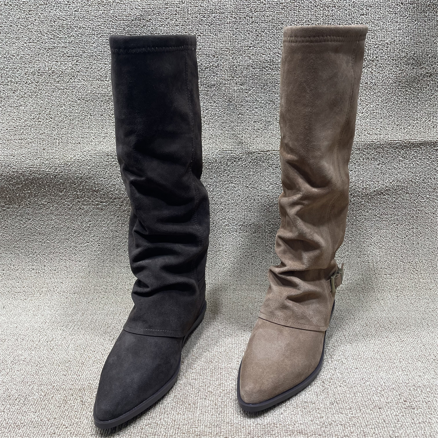 2025秋冬新款长筒靴真皮骑士靴女