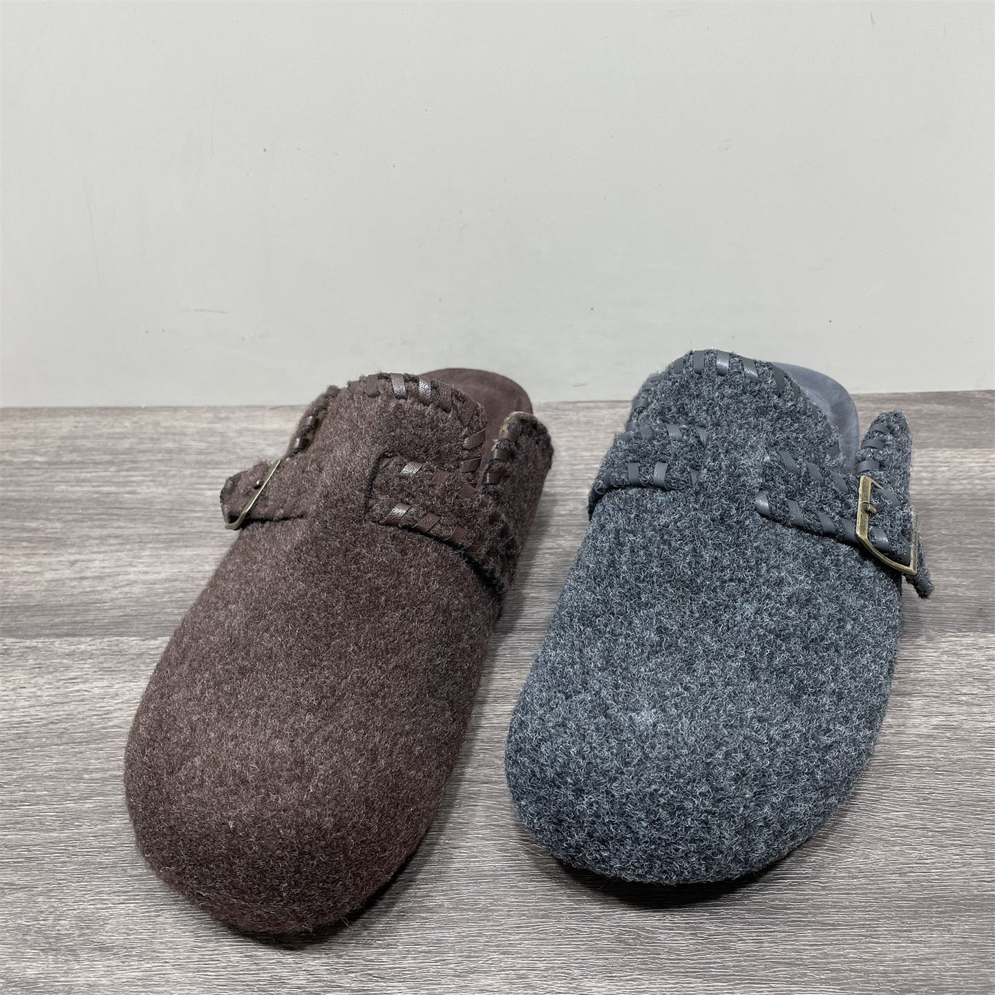 毛呢加绒半包头毛毛拖鞋女