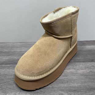 断码 加绒加厚棉鞋 女增高雪地棉鞋 女 处理真皮保暖雪地靴女厚底冬季