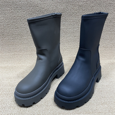 秋冬新款烟筒靴女英伦风马丁靴女