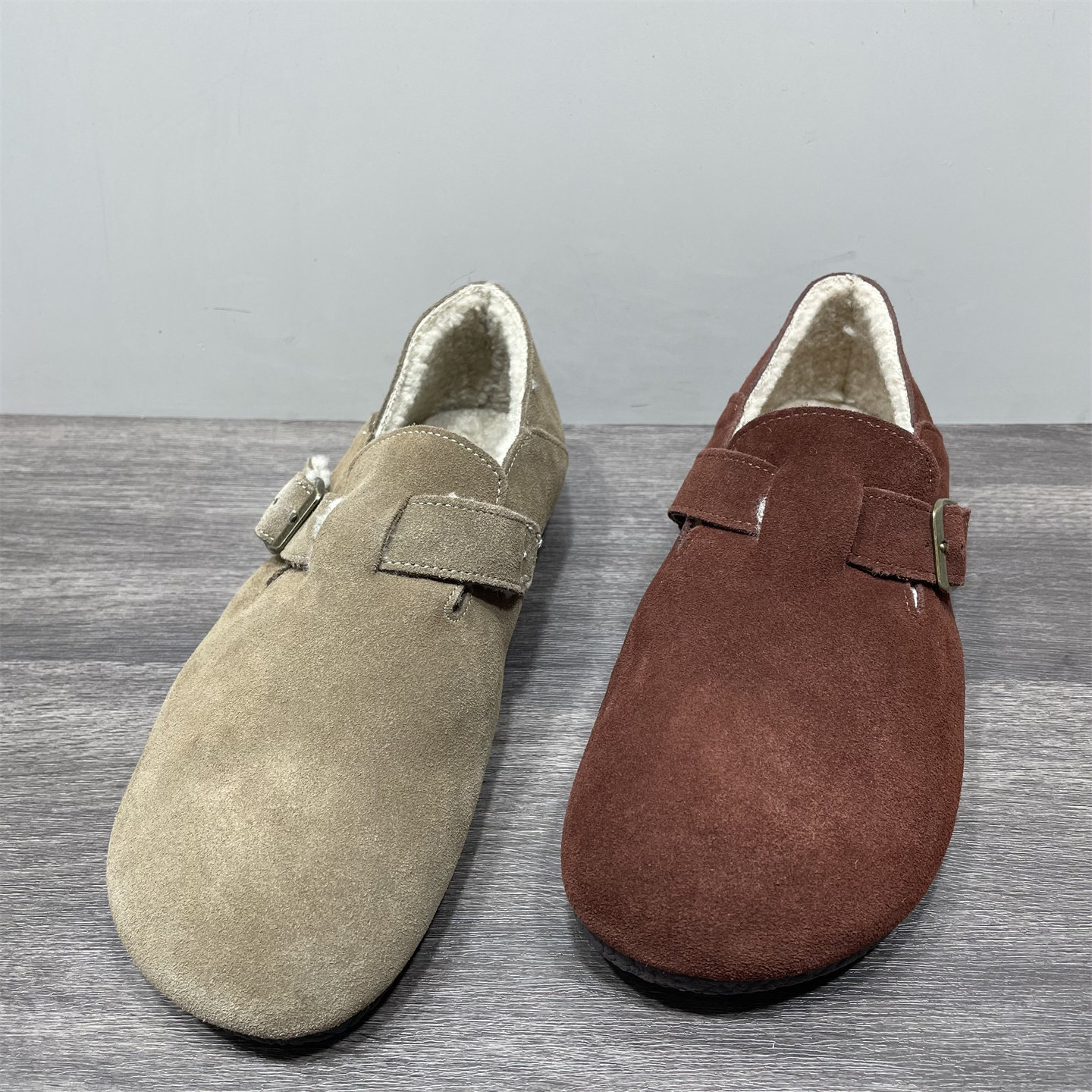 断码处理冬季款加绒保暖真皮勃肯鞋森女反绒牛皮一脚蹬平底棉鞋女,女鞋,勃肯鞋/软木鞋,淘宝优惠券,粉丝福利购,淘宝优惠卷