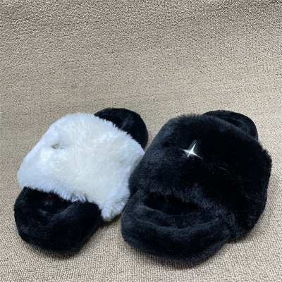 高级感冬季厚底毛毛拖鞋女