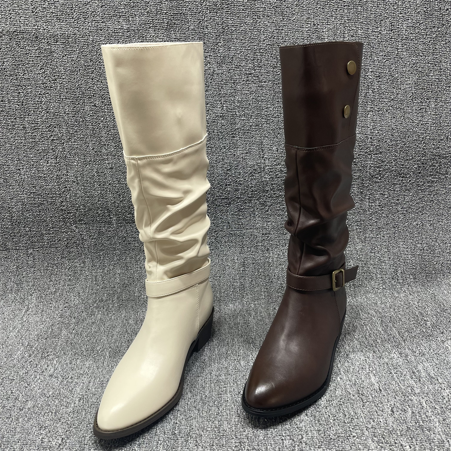 加绒百搭高筒显瘦骑士靴女