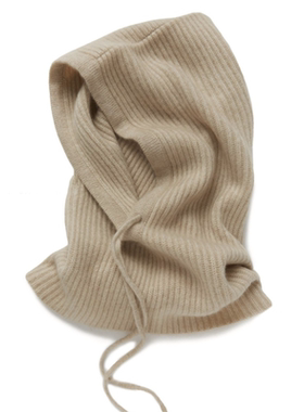 出口外贸加厚纯羊毛围脖一体帽子冬季针织脖套围巾巴拉克拉法帽