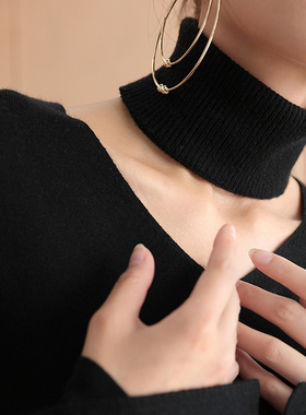 高端围脖套头围巾男女秋冬季保暖针织假领子颈带护颈椎项