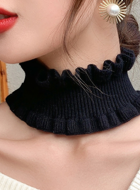 秋冬针织假领子女套头围脖半高领装饰毛衣护颈椎假衣领脖套