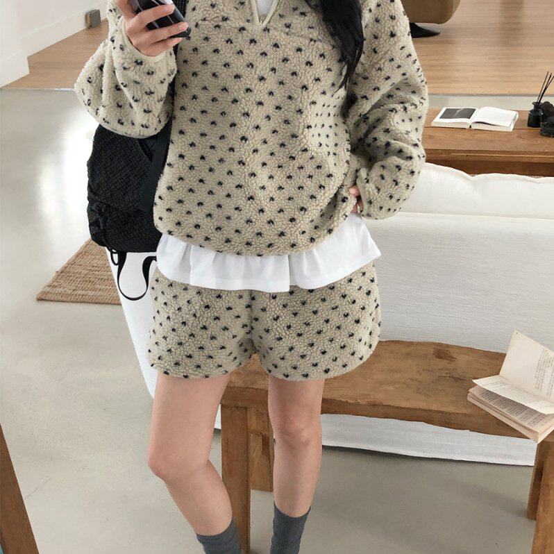 尺寸已更新冬季立领保暖羊羔毛卫衣款心心套装