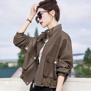 pu皮衣外套女2025年春秋装新新款高级感宽松短款机车皮夹克上衣潮