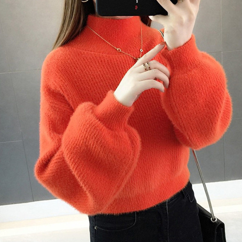 秋冬新款仿水貂绒短款毛衣女外穿高腰减龄洋气时尚百搭宽松打底衫