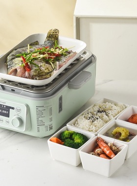 荣裕多耐高温陶瓷家用加热蒸菜盘蒸米饭碗炖盅餐具套装28CM蒸鱼盘