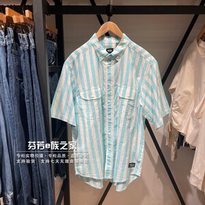Levis李维斯正品2023新款滑板系男士宽松条纹短袖衬衫 A4329-0000