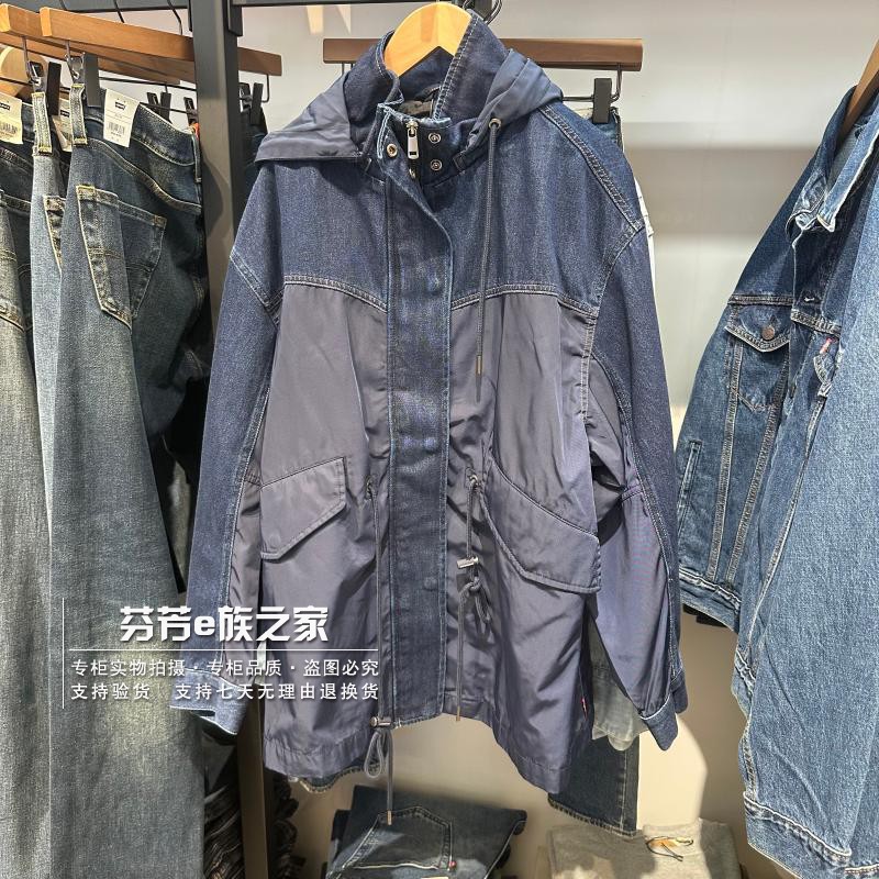 李维斯新款女士宽松牛仔风衣外套