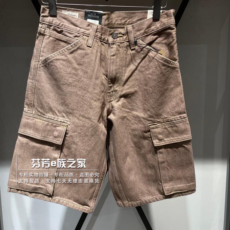 Levis李维斯正品2025新款男士478中腰直筒水洗牛仔短裤001GU-0008