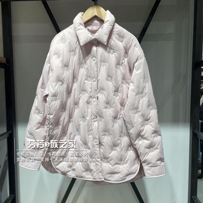 Levis李维斯正品2024秋冬款女士宽松淡粉色轻薄羽绒服 002QD-0000