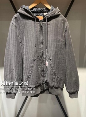 Levis李维斯正品2025款 男士灰色连帽棉服牛仔夹克外套A3222-0015