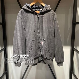 Levis李维斯正品2025款 男士灰色连帽棉服牛仔夹克外套A3222-0015