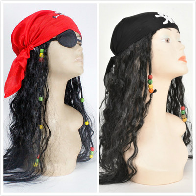 万圣节表演派对假发cos成人 加勒比海盗假发杰克船长假发头巾儿童