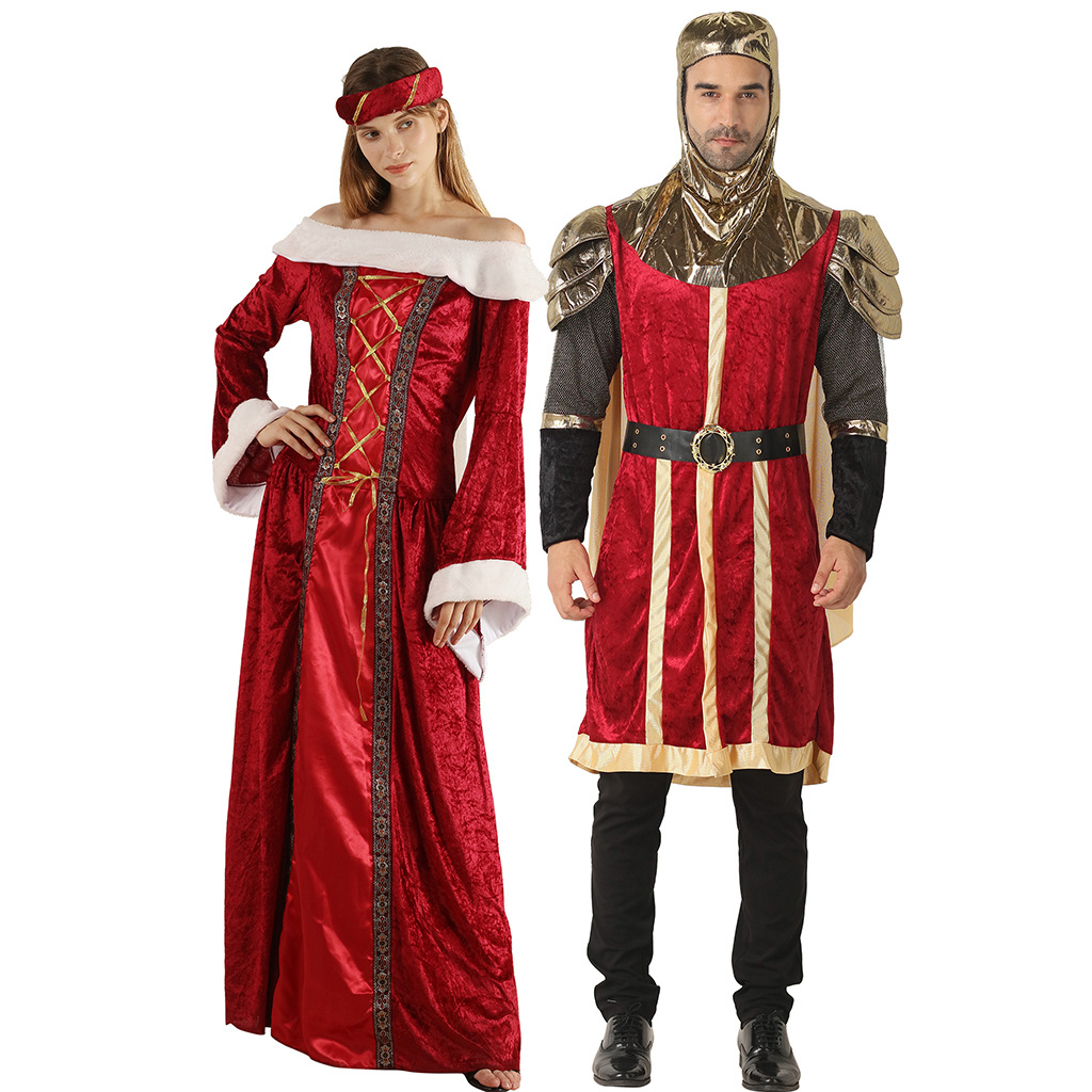 亚马逊cos服万圣节中古国王皇后套装表演情侣演出服