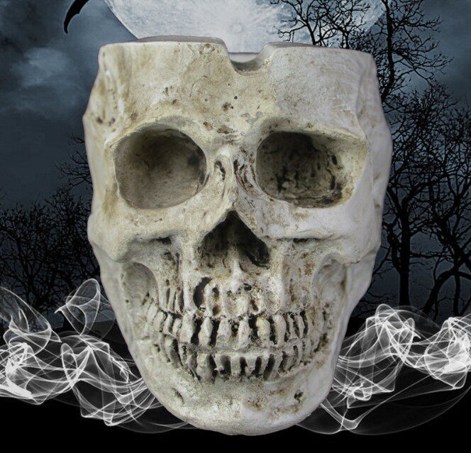 万圣节饰品cos整蛊搞怪恐怖鬼头烟灰缸骷髅头烟灰缸道具创意礼物