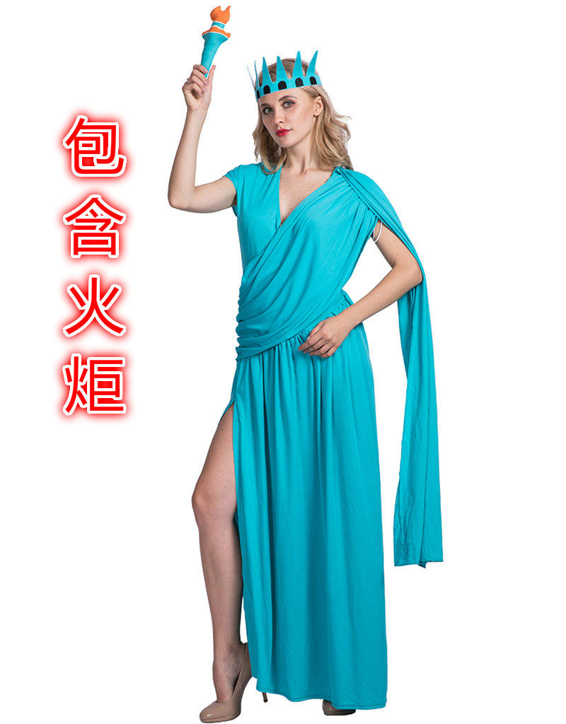 halloween自由女神cos万圣节希腊女神服装火炬 statue of liberty