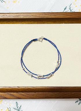 S925纯银小鱼手编绳锦鲤手绳超细可调节送闺蜜礼物简约百搭可爱