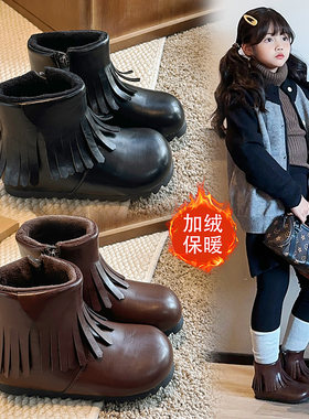 女童秋冬新款保暖流苏马丁短靴