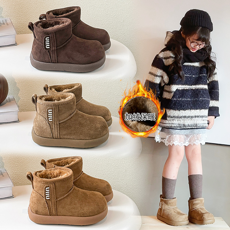 2025冬季儿童加绒加厚雪地靴