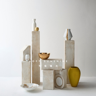 黄洞大理石毛面粗凿雕塑荒料原石地台摆件台底座基座落地立柱墩子