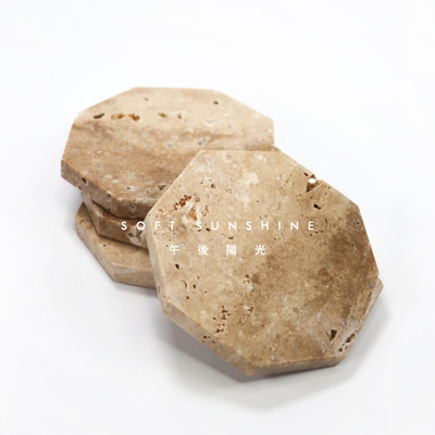 洞大理石多边正方形圆角隔热杯垫