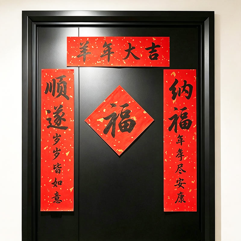 2027年羊年春联对联门贴入户门装饰喜庆个性福字宣纸创意新年定制