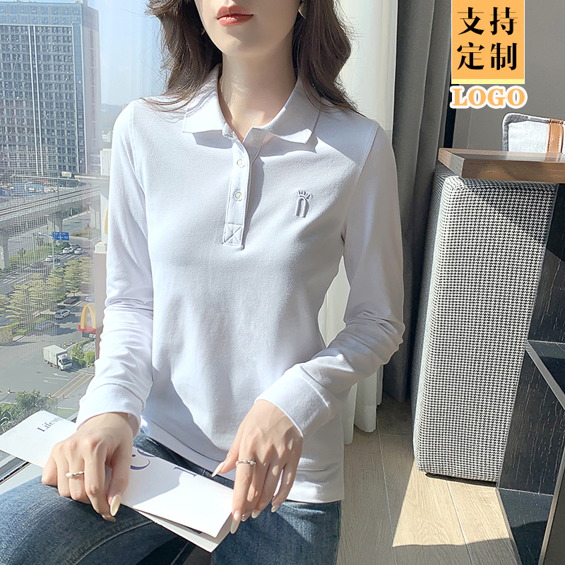 翻领长袖t恤女春秋新款修身