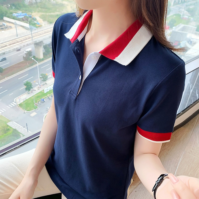 气质短袖polo衫女春夏新款珠地棉修身大码正肩翻领T恤休闲上衣,女装/女士精品,POLO衫,淘宝优惠券,粉丝福利购,淘宝优惠卷