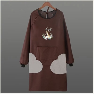 广西广告围裙棉质有袖连衣围裙罩衣围裙桃皮绒围裙家具围裙定制