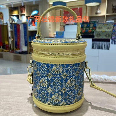 广西壮锦新款包包托特包民族手提福桶包非遗绣球礼品铜鼓包水桶包