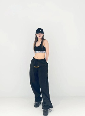 KIMMING 金大铭同款大印花logo宽松休闲裤 爵士街舞 男女同款