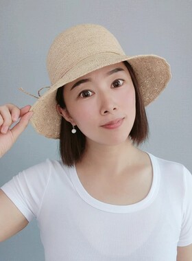 渔夫帽出游休闲女夏手工拉菲草