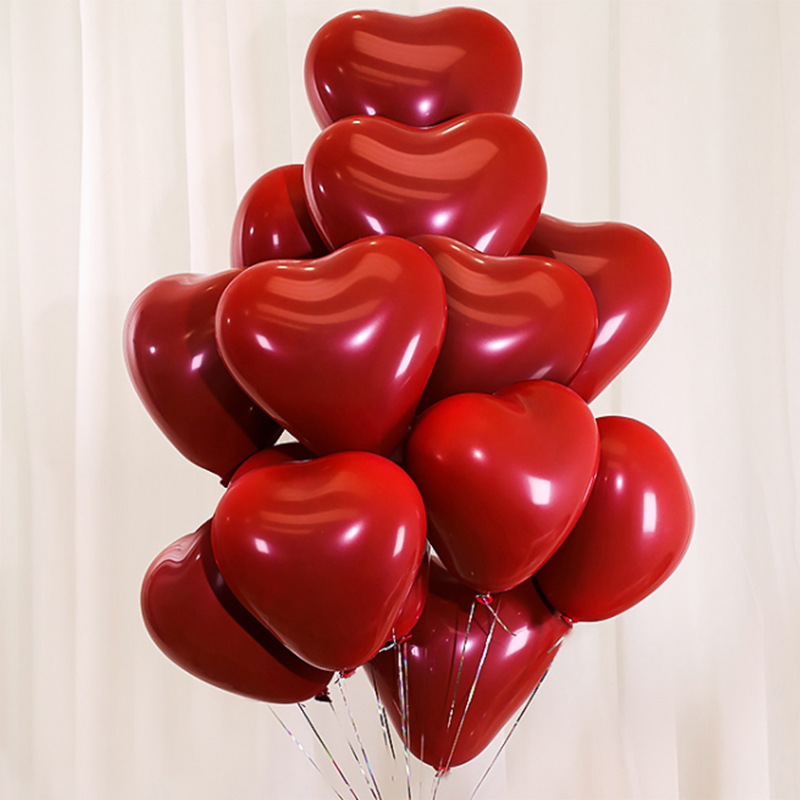 石榴红色心形气球爱心桃型求爱表白气球乳胶生日婚庆套餐结婚装饰-封面