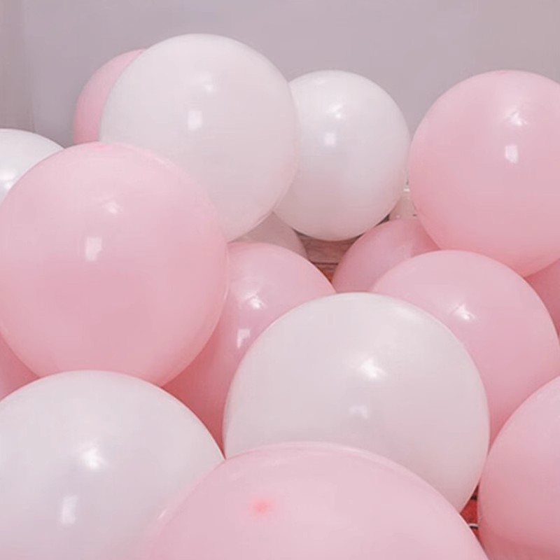 白色粉色气球情人节生日场景装饰