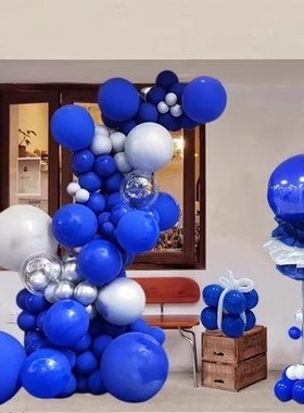 克莱因蓝色气球立柱飘空路引美容院新店开业布置周年庆典活动装饰