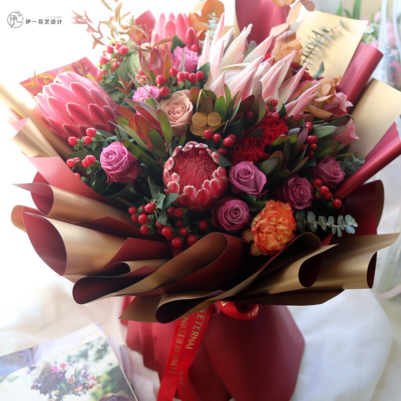 进口帝王花公主高端韩式花束北京同城鲜花速递生日送花领导长辈