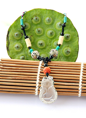 纯银磨砂白水晶手工编制聪慧桃花