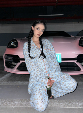 Maddy 甜美碎花睡衣女春秋款2026新款韩系长袖长裤家居服大码套装