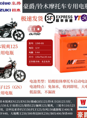 电瓶12V豪爵铃木GN125太子/锐爽/钻豹125/翼爽/骊爽GS125电池通用