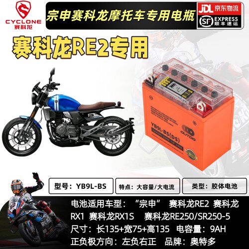 适用于宗申赛科龙RE2/RE250/RX1/RX1S/SR250-5电池9A锂电瓶通用