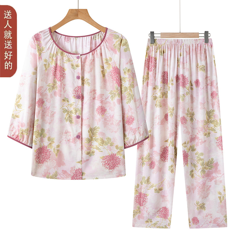 夏装棉绸开衫两件套奶奶装