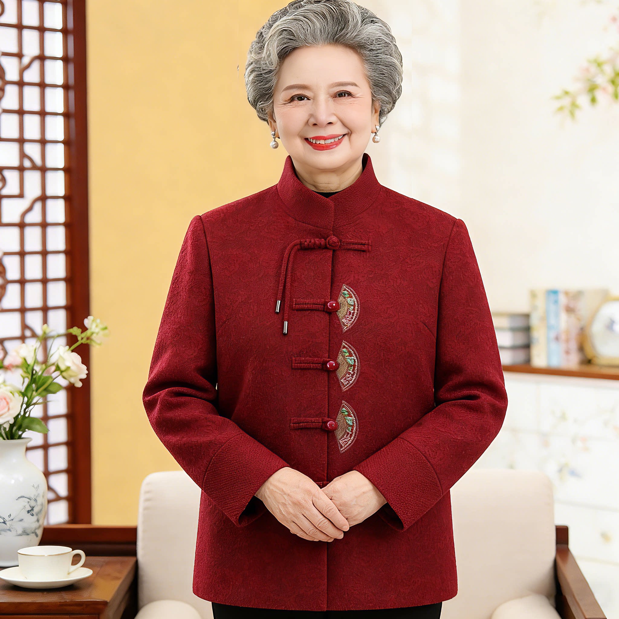 防风锁温版型好！老年人秋装外套