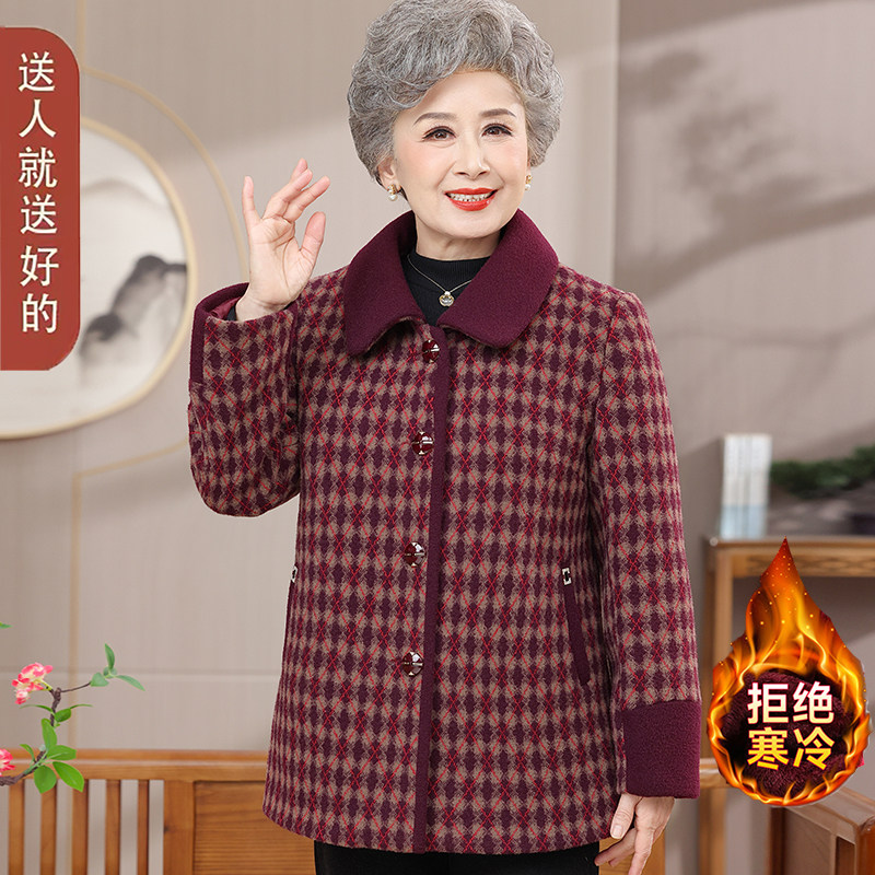 中老年翻领大衣70岁老年人上衣