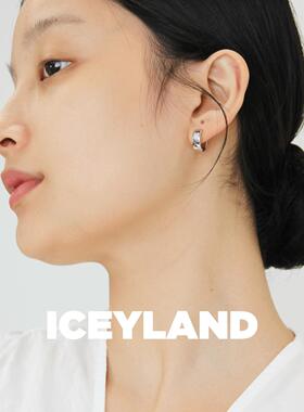 ICEYLAND镶钻耳圈银针c形耳环