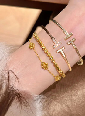 钢钛不掉色T手镯贝母钉子手镯